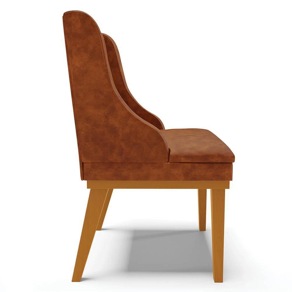 Kit 4 Cadeiras Estofadas Base Fixa De Madeira Castanho Lia Sintético Premium Nozes - Ibiza - 6