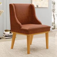 Kit 4 Cadeiras Estofadas Base Fixa De Madeira Castanho Lia Sintético Premium Nozes - Ibiza - 2