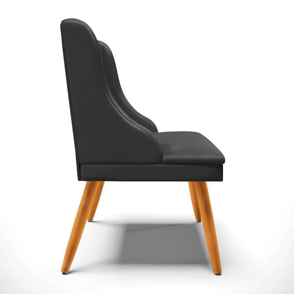 Kit 10 Cadeiras Estofadas Para Sala De Jantar Pés Palito Lia Sintético Preto - Ibiza - 6