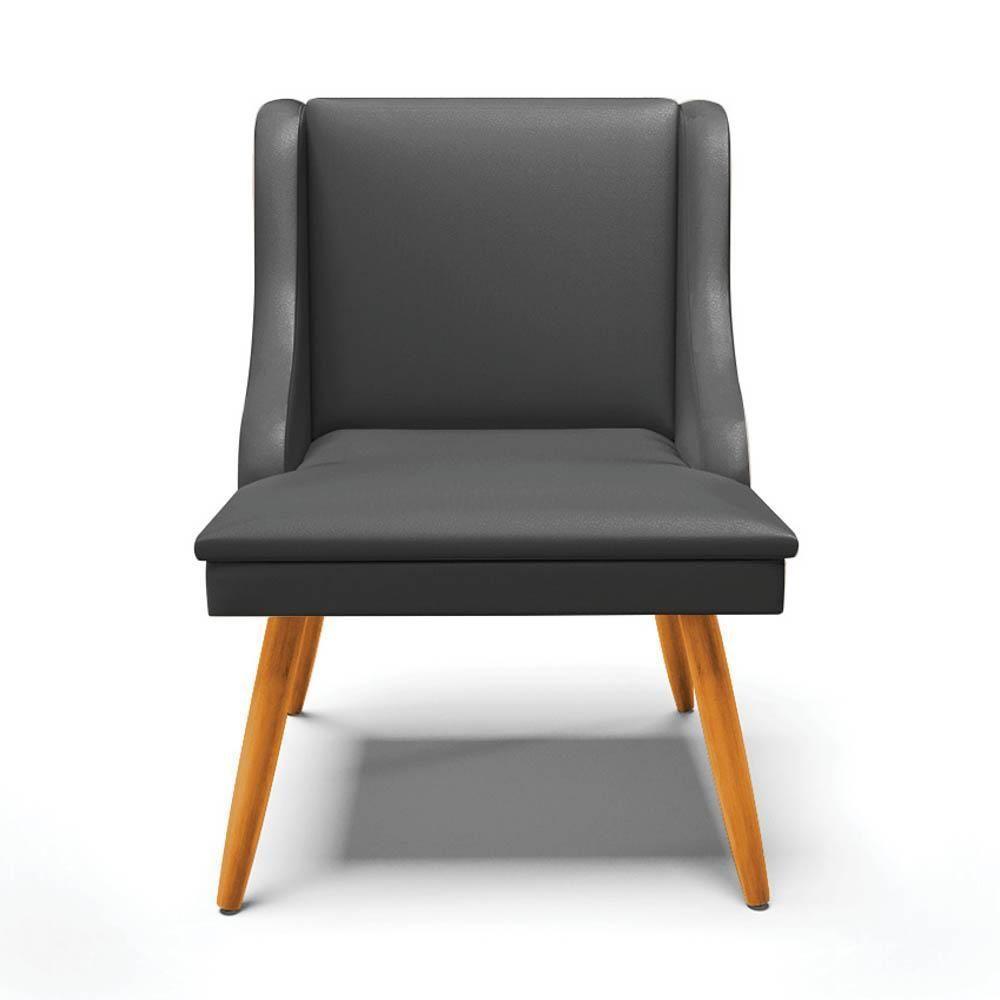 Kit 10 Cadeiras Estofadas Para Sala De Jantar Pés Palito Lia Sintético Preto - Ibiza - 9