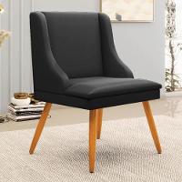 Kit 10 Cadeiras Estofadas Para Sala De Jantar Pés Palito Lia Sintético Preto - Ibiza - 2