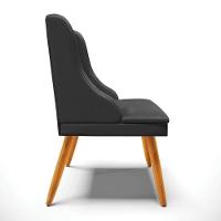 Kit 10 Cadeiras Estofadas Para Sala De Jantar Pés Palito Lia Sintético Preto - Ibiza - 6