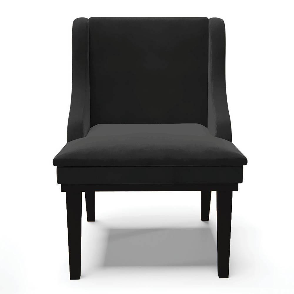 Kit 6 Cadeiras Estofadas Para Sala De Jantar Base Fixa De Madeira Preto Lia Veludo Preto - Ibiza - 8