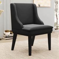 Kit 6 Cadeiras Estofadas Para Sala De Jantar Base Fixa De Madeira Preto Lia Veludo Preto - Ibiza - 2