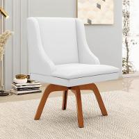 Kit 6 Cadeiras Estofadas Para Sala De Jantar Base Giratória De Madeira Lia Sintético Branco - Ibiza - 2