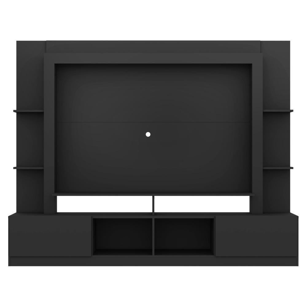 Rack Estante Com Painel E Suporte Tv 65'' E 2 Portas Oslo Multimóveis Preto - 2