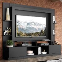 Rack Estante Com Painel E Suporte Tv 65'' E 2 Portas Oslo Multimóveis Preto - 1