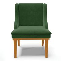 Kit 4 Cadeiras Estofadas Para Sala De Jantar Base Fixa De Madeira Castanho Lia Suede Verde - Ibiza - 8