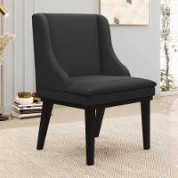 Kit 10 Cadeiras Estofadas Sala De Jantar Base Fixa De Madeira Preto Lia Sintético Preto - Ibiza - 2