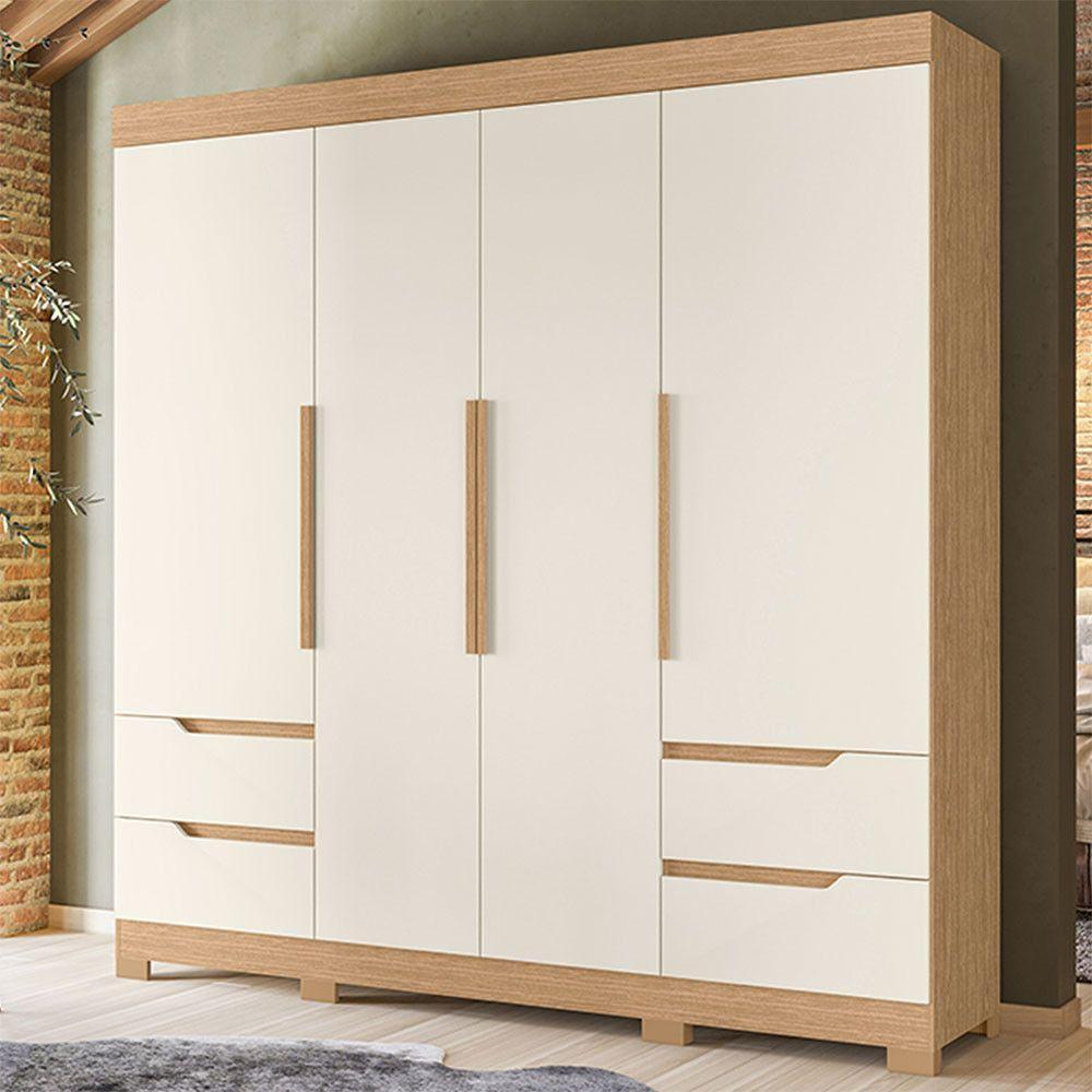 Guarda Roupa Vivacce 4 Portas E 4 Gavetas Albatroz Freijo/off White - 2