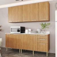 Cozinha Compacta 4 Peças Com Armário E Balcão Com Tampo Multimóveis Cr20448 Freijó Mármore Branco - 1