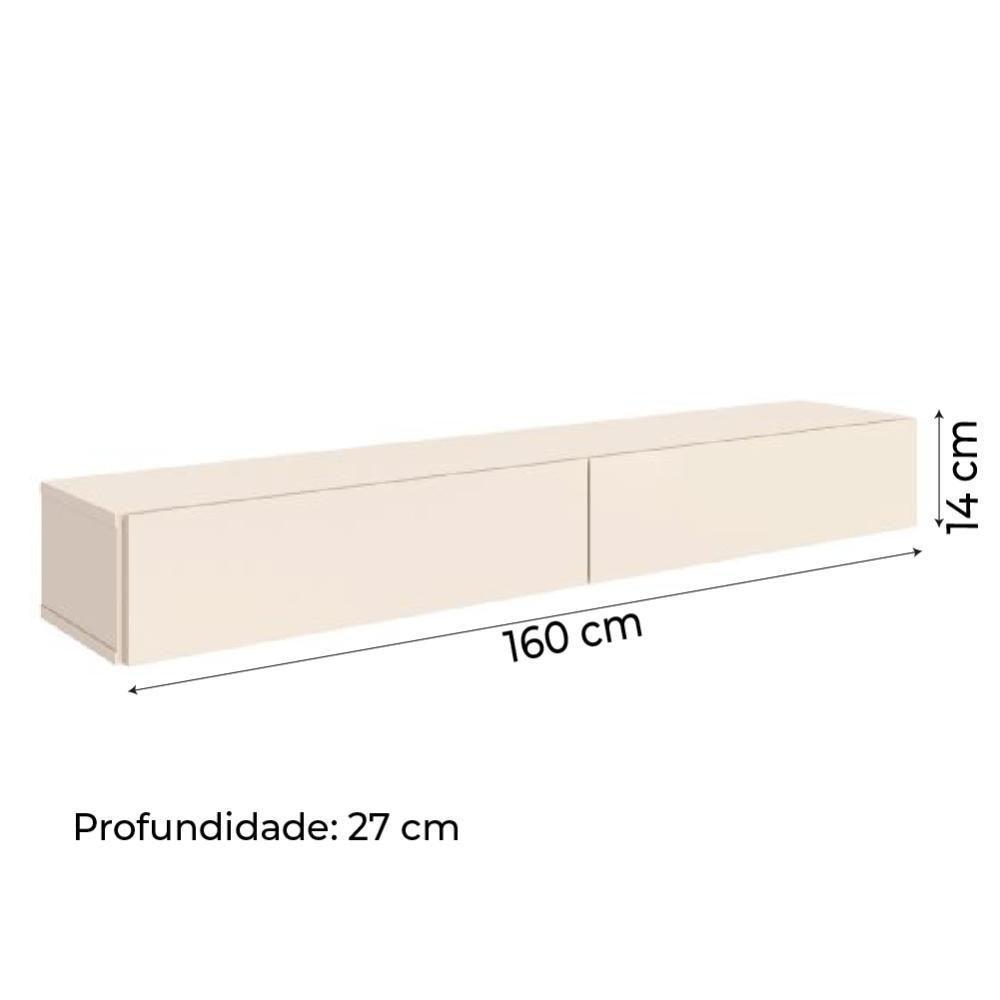 Rack Suspenso Para Painel Ou Tv Até 75 Polegadas 2 Portas 1,60m Off White Edn Off White - 3