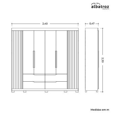 Guarda Roupa Doble Casal 6 Portas Albatroz Moveis Cinamomo/off White