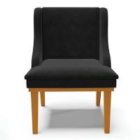 Kit 8 Cadeiras Estofadas Para Sala De Jantar Base Fixa De Madeira Castanho Lia Suede Preto - Ibiza - 8