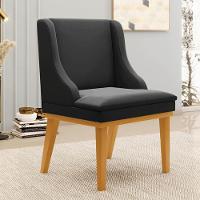 Kit 2 Cadeiras Estofadas Para Sala De Jantar Base Fixa De Madeira Castanho Lia Veludo Preto - Ibiza - 2