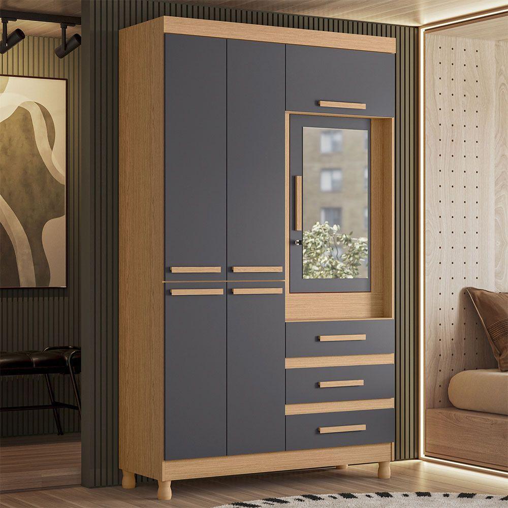 Guarda Roupa Fusion Solteiro Porta Basculante Albatroz Freijó/titanium - 2