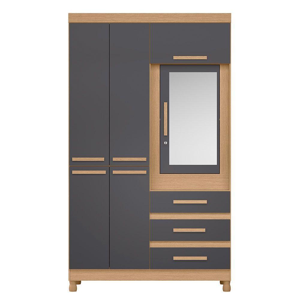 Guarda Roupa Fusion Solteiro Porta Basculante Albatroz Freijó/titanium - 3