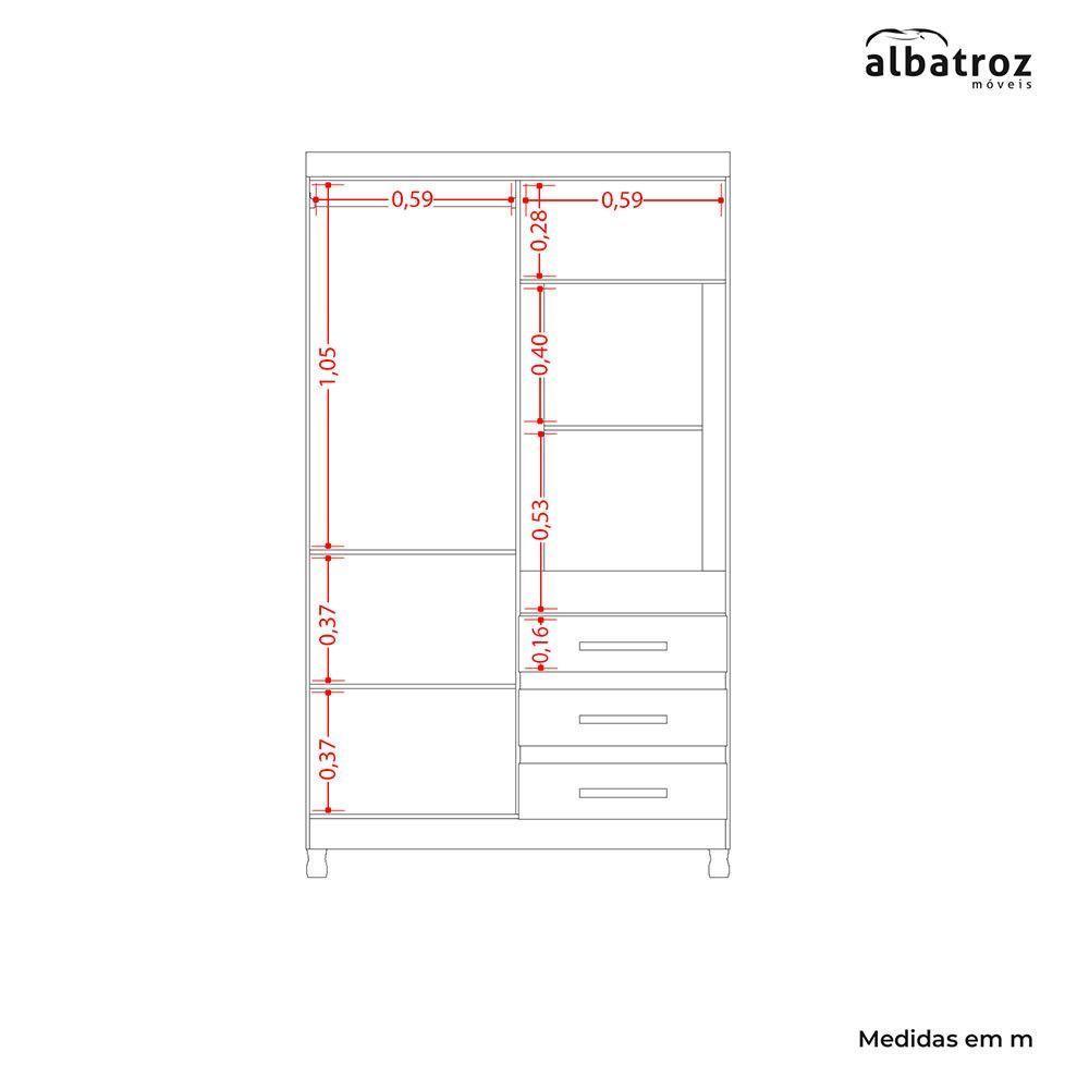 Guarda Roupa Fusion Solteiro Porta Basculante Albatroz Freijó/titanium - 5
