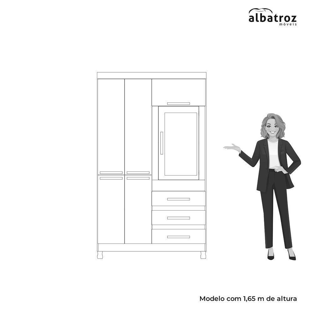 Guarda Roupa Fusion Solteiro Porta Basculante Albatroz Freijó/titanium - 7