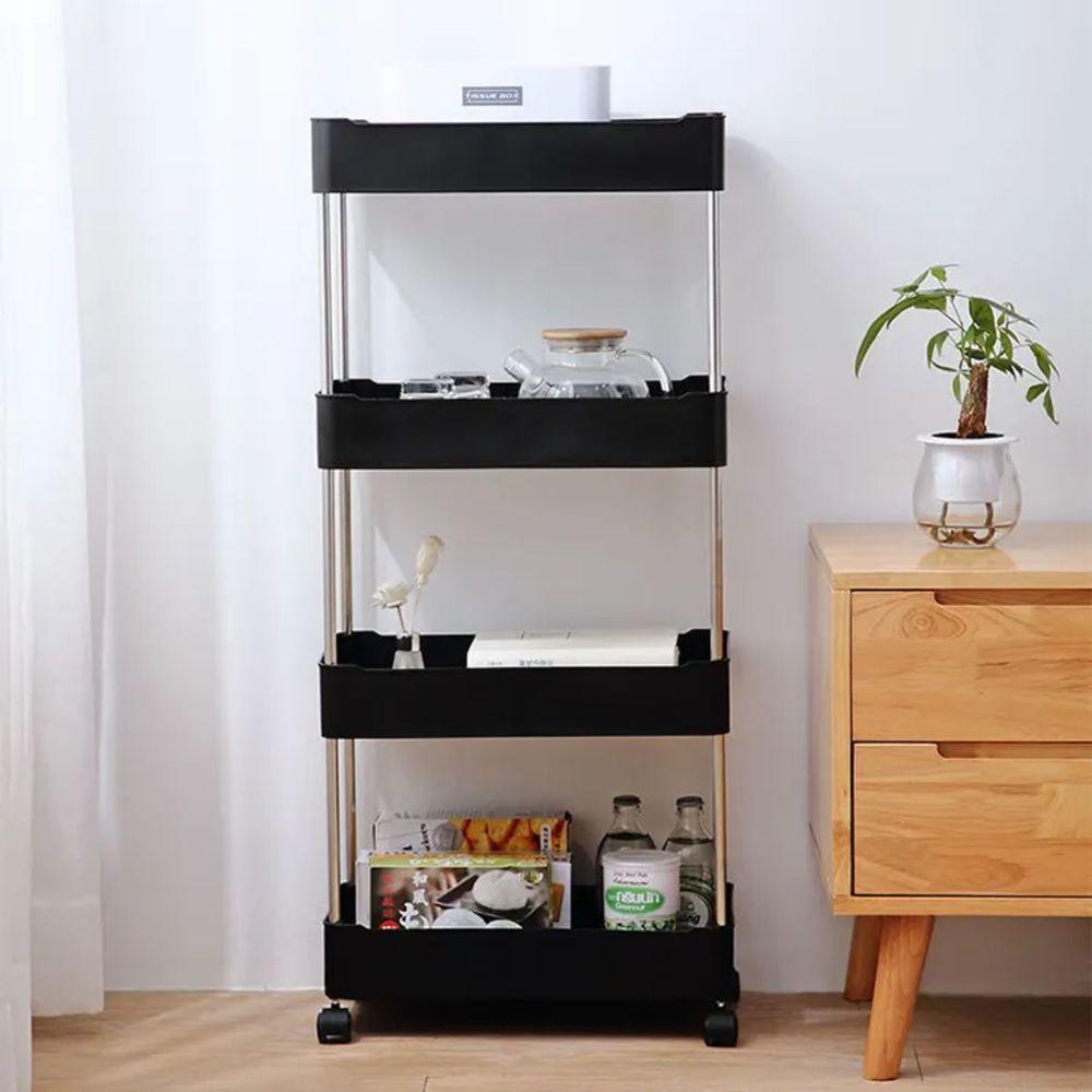 Prateleira Multiuso 4 Andares Com Rodinhas - Organize Com Praticidade preto - 3