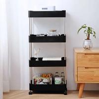 Prateleira Multiuso 4 Andares Com Rodinhas - Organize Com Praticidade preto - 3