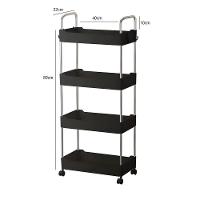 Prateleira Multiuso 4 Andares Com Rodinhas - Organize Com Praticidade preto