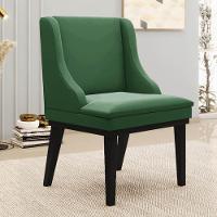 Kit 2 Cadeiras Estofadas Para Sala De Jantar Base Fixa De Madeira Preto Lia Veludo Verde - Ibiza - 7