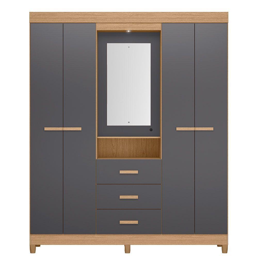 Guarda Roupa ágata Com 4 Portas E 1 Cabideiro Albatroz Freijó/titanium - 3