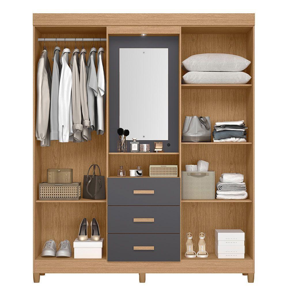 Guarda Roupa ágata Com 4 Portas E 1 Cabideiro Albatroz Freijó/titanium - 4