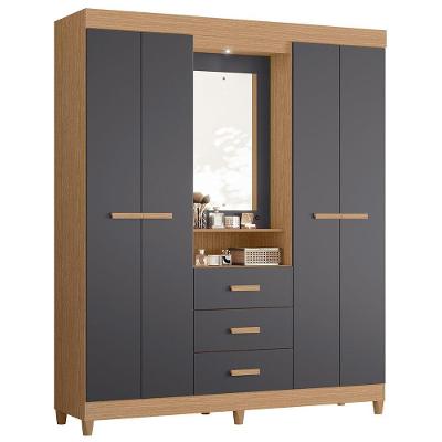 Guarda Roupa ágata Com 4 Portas E 1 Cabideiro Albatroz Freijó/titanium