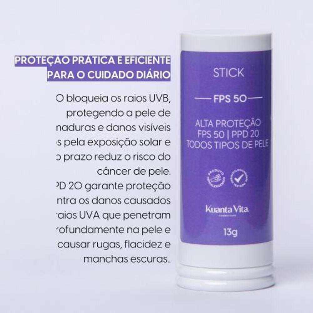 Protetor Solar Stick Fps 50 Translucido 13g Kuanta Vita Proteção Solar e Toque Seco - 2