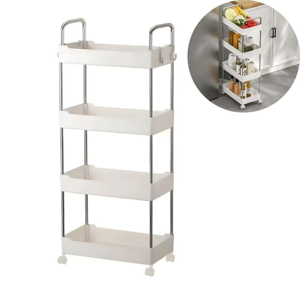 Prateleira Multiuso 4 Andares Com Rodinhas - Organize Com Praticidade branco - 1