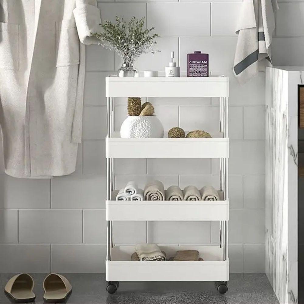 Prateleira Multiuso 4 Andares Com Rodinhas - Organize Com Praticidade branco - 2