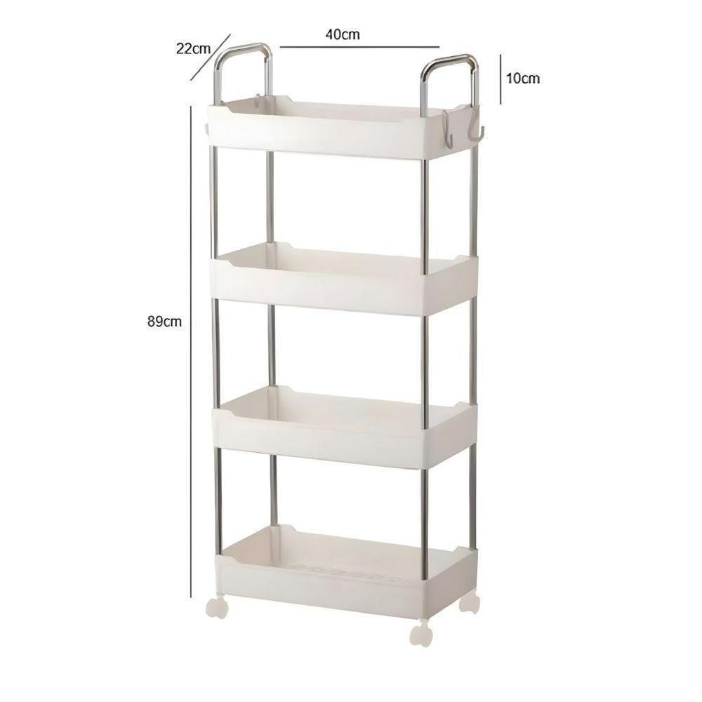 Prateleira Multiuso 4 Andares Com Rodinhas - Organize Com Praticidade branco - 3