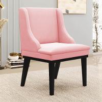 Kit 2 Cadeiras Estofadas Para Sala De Jantar Base Fixa De Madeira Preto Lia Suede Rosa Bebê - Ibiza - 2