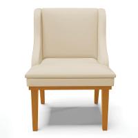 Kit 2 Cadeiras Estofadas Sala De Jantar Base Fixa De Madeira Castanho Lia Sintético Bege - Ibiza - 6