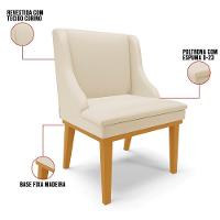 Kit 2 Cadeiras Estofadas Sala De Jantar Base Fixa De Madeira Castanho Lia Sintético Bege - Ibiza - 8
