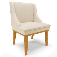 Kit 2 Cadeiras Estofadas Sala De Jantar Base Fixa De Madeira Castanho Lia Sintético Bege - Ibiza - 9