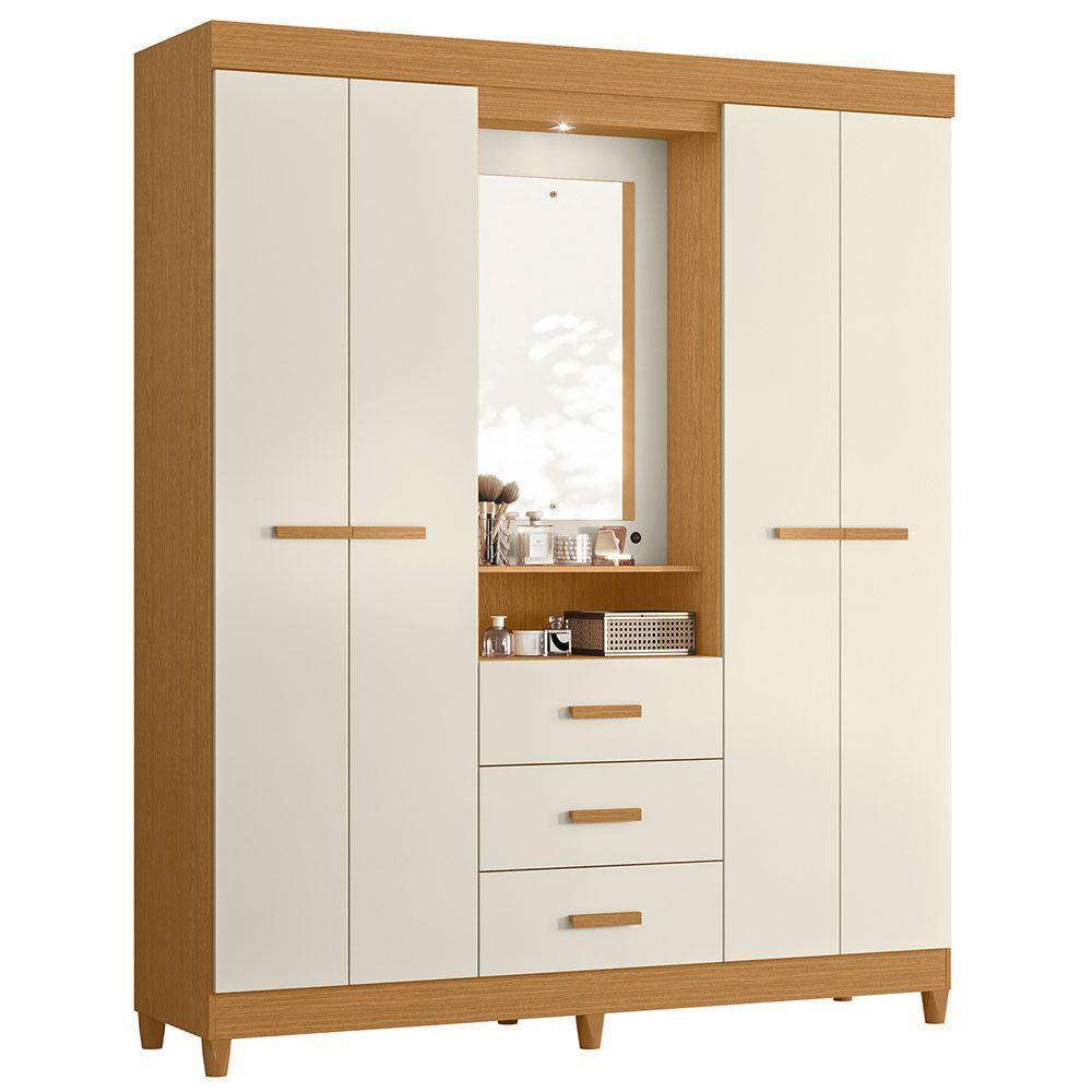 Guarda Roupa ágata Com 4 Portas E 1 Cabideiro Albatroz Cinamomo/off White - 1