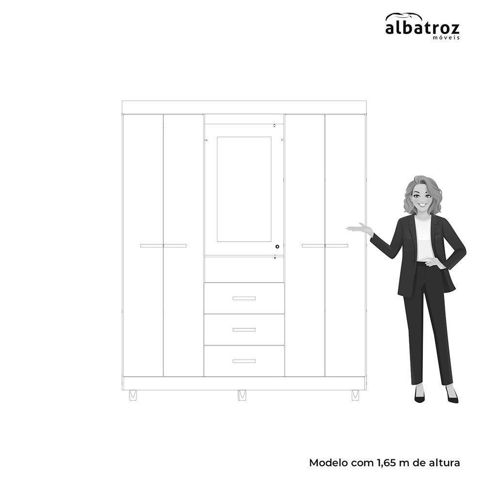 Guarda Roupa ágata Com 4 Portas E 1 Cabideiro Albatroz Cinamomo/off White - 3