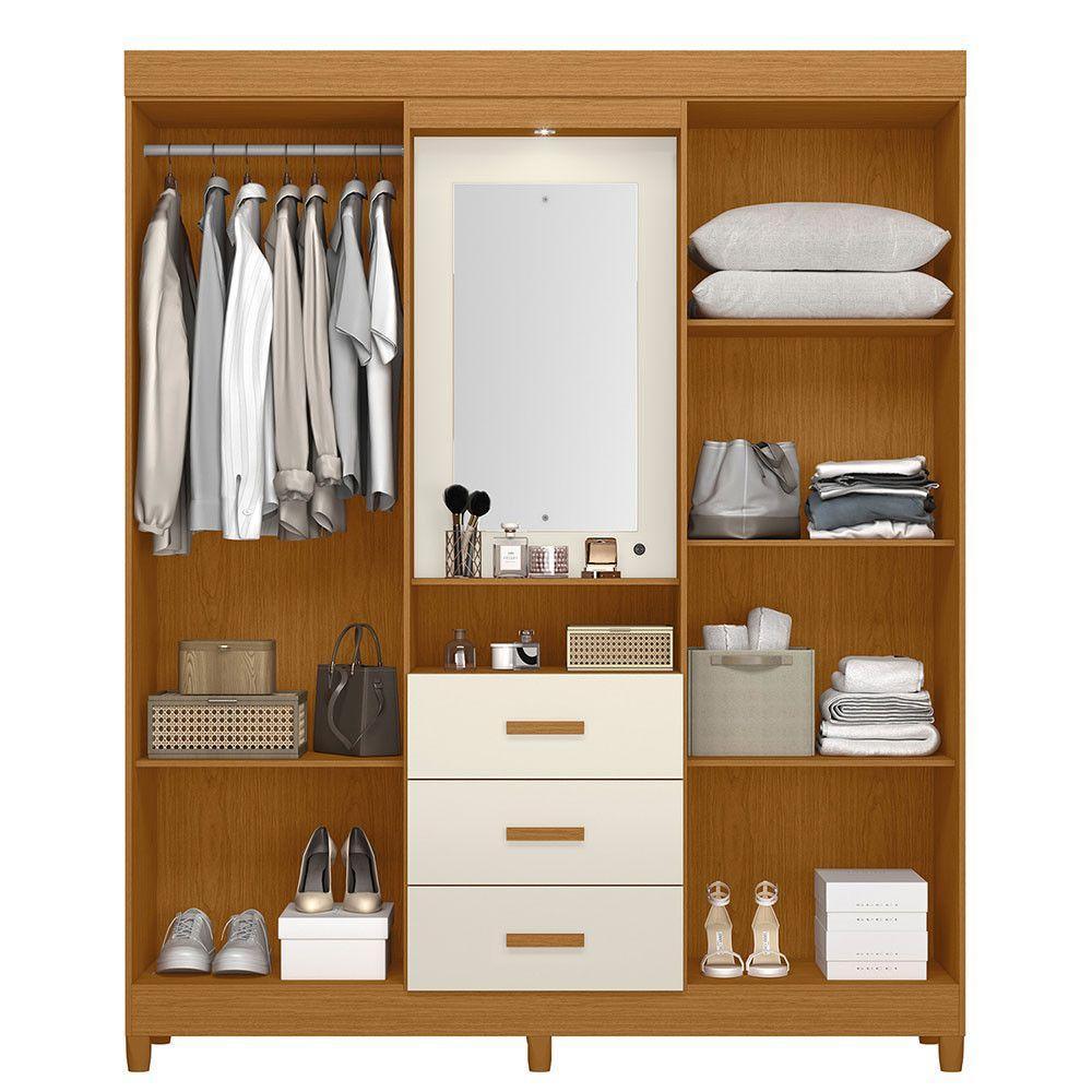 Guarda Roupa ágata Com 4 Portas E 1 Cabideiro Albatroz Cinamomo/off White - 7