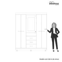 Guarda Roupa ágata Com 4 Portas E 1 Cabideiro Albatroz Cinamomo/off White - 3