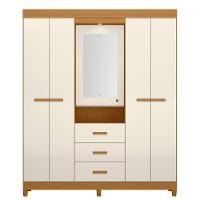 Guarda Roupa ágata Com 4 Portas E 1 Cabideiro Albatroz Cinamomo/off White - 6