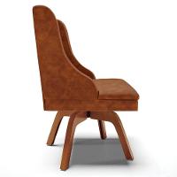 Kit 10 Cadeiras Estofadas Base Giratória De Madeira Lia Sintético Premium Nozes - Ibiza - 6