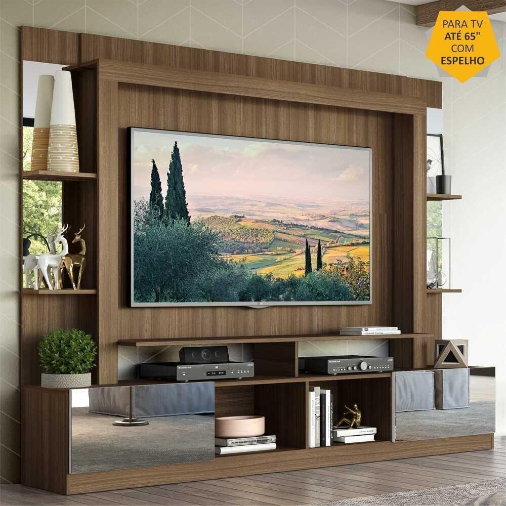 Rack Estante com Painel Tv 65 e Espelho Oslo Madeirado - 3