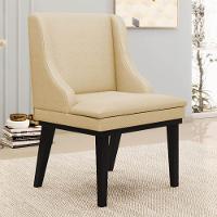 Kit 2 Cadeiras Estofadas Para Sala De Jantar Base Fixa De Madeira Preto Lia Veludo Luxo Off White - Ibiza - 2