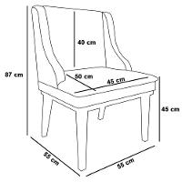 Kit 2 Cadeiras Estofadas Para Sala De Jantar Base Fixa De Madeira Preto Lia Veludo Luxo Off White - Ibiza