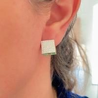 Brinco Argola Quadrada Cravejada Banhada A Ouro 18k - 4