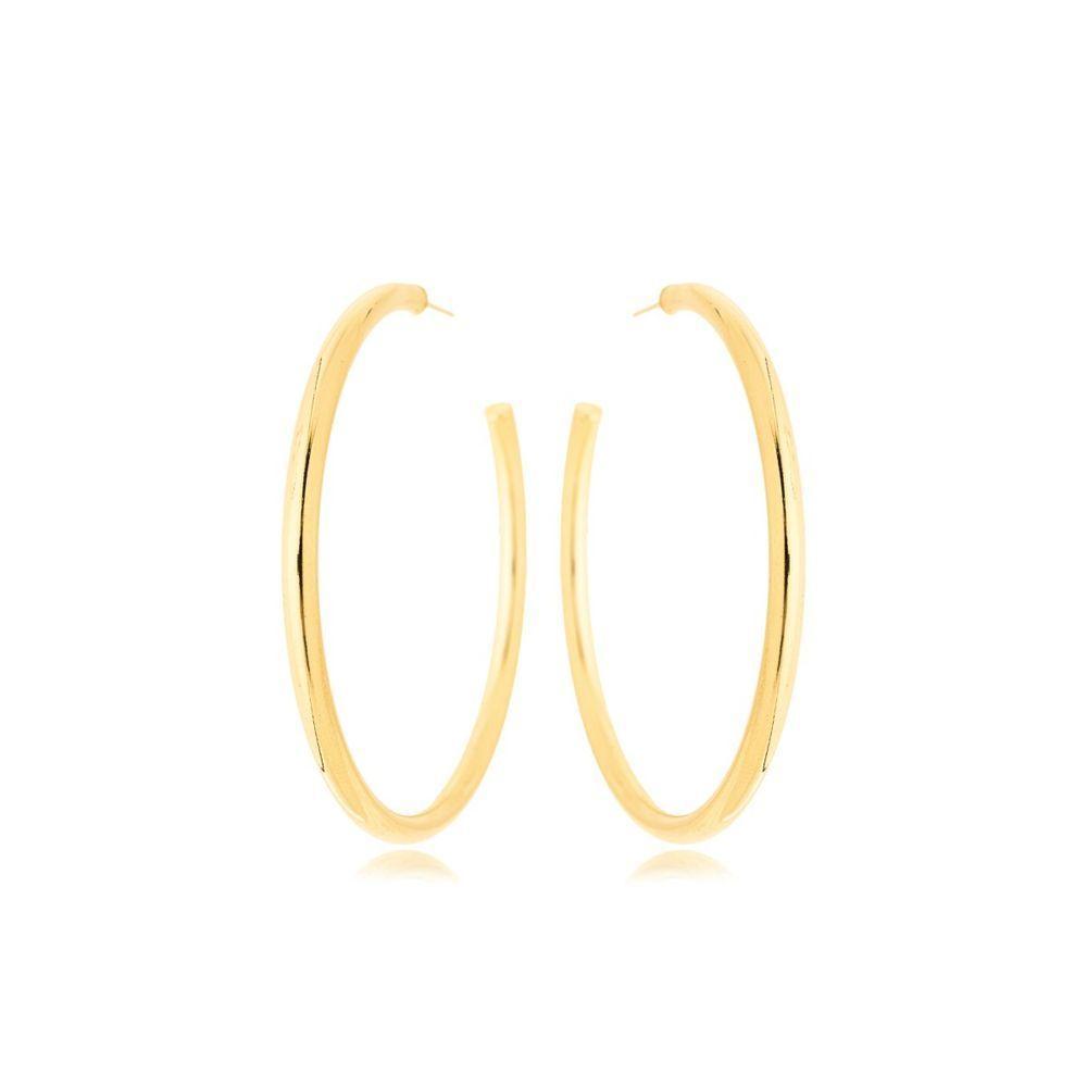 Brinco Argola Lisa Tarraxa Banhada A Ouro 18k - 1