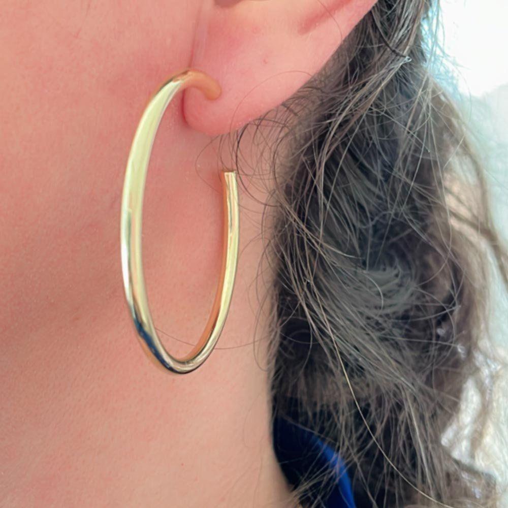 Brinco Argola Lisa Tarraxa Banhada A Ouro 18k - 2